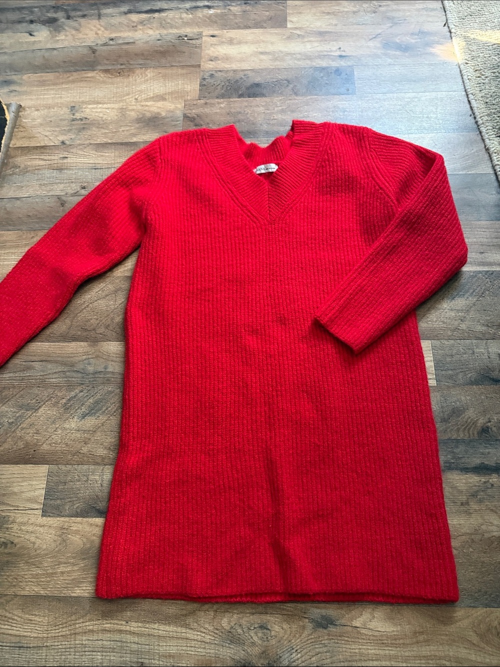 NaNa Bright Red Knit V-Neck Pullover